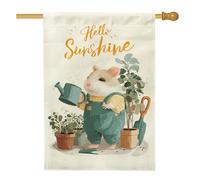 Hello Sunshine - Bandiera da giardino a forma di criceto, bandiera primaverile estiva per giardinaggio con animali, bandiera decorativa su entrambi i lati, adorabile decorazione per la casa, 71 x 101