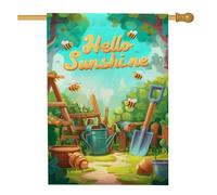 Hello Sunshine - Bandiera da giardino colorata a forma di alveare, decorazione per esterni, per primavera ed estate, decorazione floreale su entrambi i lati, per casa e giardino, 71 x 101 cm