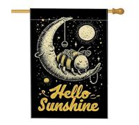 Hello Sunshine - Bandiera da giardino con api, motivo luna e stelle, decorazione per esterni, in iuta su entrambi i lati, per primavera e estate, decorazione natalizia a tema insetti 71 x 101 cm