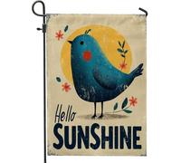 Hello Sunshine - Bandiera da giardino con uccellino blu con design floreale, decorazione per giardino, per l'estate stagionale, decorazione per la casa e il prato, 30,5 x 45,7 cm