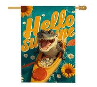 Hello Sunshine - Bandiera da giardino in alligatore, decorazione floreale per esterni, motivo floreale blu, a doppia faccia, per decorare feste sul prato, 71 x 101 cm