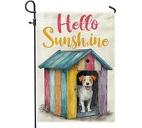 Hello Sunshine, bandiera da giardino per la casa del cane, striscione colorato a tema animale, decorazione estiva su entrambi i lati per la casa, scelta perfetta per gli amanti dei cani, 30,5 x 45,7