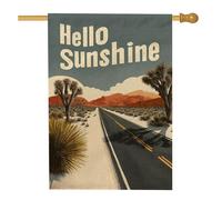 Hello Sunshine - Bandiera vintage da giardino del deserto, decorazione per esterni con toni caldi della terra, decorazione per esterni primaverile ed estate, decorazione per prato, espositore su