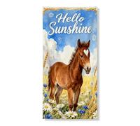 Hello Sunshine - Copertura decorativa per porta di cavallo, decorazione rustica per porta d'ingresso, per interni ed esterni, per primavera ed estate, 91 x 183 cm