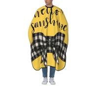 Hello Sunshine - Grembiule da taglio per capelli con fiocco a scacchi, per saloni di parrucchiere, per adulti