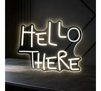 Hello There - Insegna al neon a LED bianca calda, luce di benvenuto, per decorazione da parete, per negozi, ristoranti, bar, hotel, caffetterie, decorazione per la casa, con USB da 5 V, dimmerabile (5