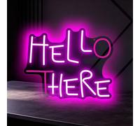 Hello There - Insegna al neon per decorazione da parete, in acrilico, luci a LED con catena da appendere, per decorazione di bar, ristoranti, negozi di bellezza, funzionamento USB, dimmerabile (5 V
