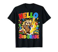 Hello Third Grade Sloth Back To School Student Boys Girls Maglietta