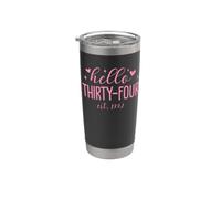 Hello Thirty-Four Est. 1992 Funny 34th Birthday Women Bicchiere termico in acciaio inox doppia parete