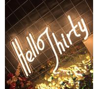 Hello Thirty Le luci al neon personalizzate a LED sono adatte per compleanni matrimoni feste decorazione domestica alimentazione elettrica 5V luci al neon regolabili e riutilizzabili (bianco caldo)