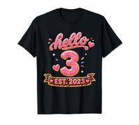 Hello Three Sweet Cookie Third Birthday EST 2025 Party Maglietta