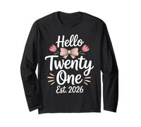 Hello Twenty One EST 2026 Floral 21° Compleanno Maglia a Manica