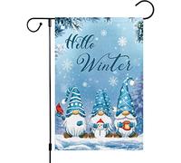 Hello Winter Gnome Snowflakes Snow Bandiera Colore Vivido Bandiere Durevole Bandiere Verticale Per Interno Esterno Decorazione 30X45Cm