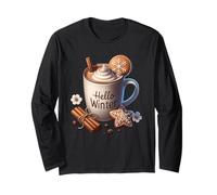 Hello Winter Hot Cocoa Mug for Women with Xmas Gingerbread Maglia a Manica