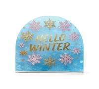 Hello Winter - Portatovaglioli in acrilico con fiocco di neve color oro turchese per feste, matrimoni, eventi, autoportante, decorazione per la casa per feste, matrimoni, eventi, confezione da 2