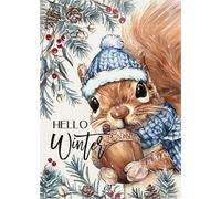 Hello Winter Squirrel Christmas Animal Acorn Red Berry Pine Needle Flag Resistente Alle Intemperie Bandiera Da Giardino Colore Vivido Bandiera Per Cortile Giardino Balcone 30X45Cm