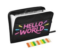 Hello World - Porta documenti in stile graffiti, 13 tasche, formato A4, con chiusura a cerniera, per documenti con tasche