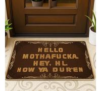 Hello zerbino, zerbino casual moderno Mothafucka Hey None, marrone, lavabile, a basso profilo, decorazione per pavimenti esterni, porta d'ingresso, patio, 73 x 43 cm