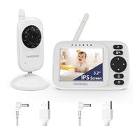 HelloBaby Baby Monitor con Video e Audio, 3.2" IPS Schermo, Zoom Digitale 2X, Visione Notturna, ECO/VOX, Promemoria Poppate, 8 Lingue, Carica USB,Portata 300m
