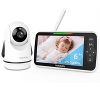 HelloBaby Baby Monitor Video 6", Schermo Grande con Telecamera e Audio, Batteria 4000mAh e Modalità ECO, Visione Notturna, Senza WiFi, Comunicazione Bidirezionale e 8 Ninne Nanne, Telecamera PTZ