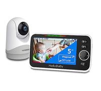 HelloBaby Monitor con fotocamera e audio, ampio schermo da 5'' con batteria da 3500 mAh, telecamera Pan-Tilt-Zoom remota, conversazione bidirezionale, modalità ECO, visione notturna automatica,