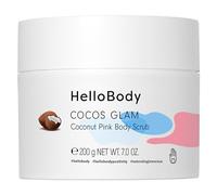 HelloBody Coco Glam Peeling per il corpo rosa (200 g) - Scrub vegano per le pelli secche - Peeling per il viso e per il corpo completamente naturale - Al cocco