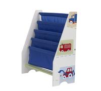 HelloHome 66EEY Portalibri a Tasche Verticale con i Veicoli, Legno, Multicolore, 60x51x23 cm
