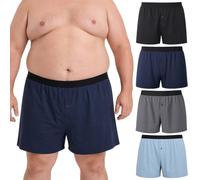 Hellomamma Boxer Uomo Taglie Forti: 100% Cotone Larghi con Bottoni Davanti | Fascia Elastica Morbida 3,5 CM Vita Alta Senza Etichetta Casa Sonno Uso Quotidiano Traspiranti XL-5XL Pacco da 4