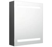 Helloshop26 Armadietto a specchio a LED moderno per bagno, 50 x 14 x 60 cm, con pratico ripostiglio in MDF grigio 02_0046736