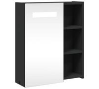 Helloshop26 Armadietto da bagno con specchio a LED da parete, 45 x 13 x 52 cm, con illuminazione pratica e design pulito in legno, colore: nero 02_0047267