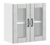 Helloshop26 Armadio da parete da cucina con anta in vetro, 60 x 31 x 60 cm, design moderno, ottimizzazione dello spazio in legno, grigio cemento 02_0050226