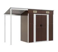 Helloshop26 Casetta da giardino capanna capannone Casa di Stoccaggio Sconto all'aperto Hangar Strumenti Robusto con Tetto esteso 277 x 110,5 x 181 cm Acciaio Marrone 02_0022219