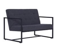 Helloshop26 Divano a 2 posti con braccioli Grigio scuro Acciaio e Tessuto 02_0020211