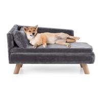 Helloshop26 Divano rialzato per animali 81 x 51 x 47 cm Comfort Optimal Design Moderno in Tessuto Peluche Grigio 20_0018947