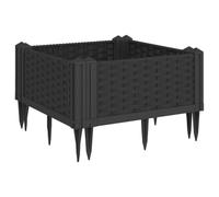 Helloshop26 Fioriera con lettino, con piantine, motivo floreale, terrazzo, giardino, con paletti, 42,5 x 42,5 x 28,5 cm, in polipropilene, colore nero 02_0038200