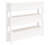 Helloshop26 Fioriera con letto rialzato per piante, fiori, terrazzo, giardino, 112 x 25 x 104,5 cm, legno massello di pino bianco 02_0037394