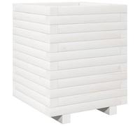 Helloshop26 Fioriera con letto rialzato per piante, fiori, terrazzo, giardino, 40 x 40 x 49,5 cm, legno di pino massiccio, bianco 02_0037567