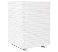 Helloshop26 Fioriera con letto rialzato per piante, fiori, terrazzo, giardino, 50 x 50 x 72 cm, legno di pino massiccio, bianco 02_0037677