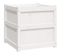 Helloshop26 Fioriera con letto rialzato per piante, fiori terrazzo, giardino, 60 x 60 x 60 cm, legno di pino massiccio, bianco 02_0037723