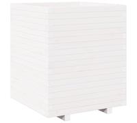 Helloshop26 Fioriera con letto rialzato per piante, fiori terrazzo, giardino, 60 x 60 x 72,5 cm, legno di pino massiccio, colore: bianco 02_0037735
