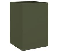 Helloshop26 Fioriera con letto rialzato per piante, fiori, terrazzo, giardino, oliva, 52 x 48 x 75 cm, acciaio verde, 02_0038704