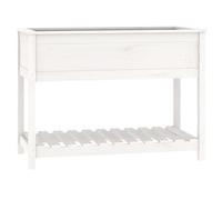 Helloshop26 Fioriera con letto rialzato Piante fiori terrazza giardino con ripiano 111,5 x 54 x 81 cm in legno massello di pino bianco 02_0038386