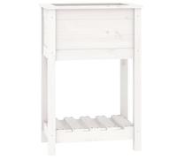 Helloshop26 Fioriera con letto rialzato Piante fiori terrazza giardino con ripiano 54 x 34,5 x 81 cm in legno massello di pino bianco 02_0038391