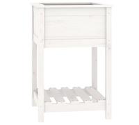 Helloshop26 Fioriera con letto rialzato Piante fiori terrazza giardino con ripiano 54 x 54 x 81 cm in legno massello di pino bianco 02_0038395