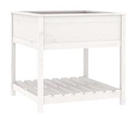 Helloshop26 Fioriera con letto rialzato Piante fiori terrazza giardino con ripiano 82,5 x 82,5 x 81 cm in legno massello di pino bianco 02_0038412