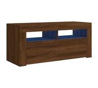 Helloshop26 Mobile TV multimediale mensola TV Credenza TV Sala da pranzo Soggiorno Camera con luci LED rovere 90 x 35 x 40 cm, marrone 02_0026700