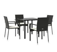 Helloshop26 Mobili da giardino e cuscini 5 pezzi Nero resina intrecciata 02_0014872