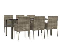 Helloshop26 Mobili da pranzo da giardino e cuscini 7 pezzi grigio rattan 02_0014896