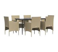 Helloshop26 Mobili da sala da pranzo da giardino Cuscini 7 pezzi Beige/Nero 02_0014620
