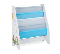 Helloshop26 Scaffale per bambini a libri, 71 x 62 x 29 cm, 4 scomparti sospesi, in tessuto colorato in truciolato, bianco, 13_0008788